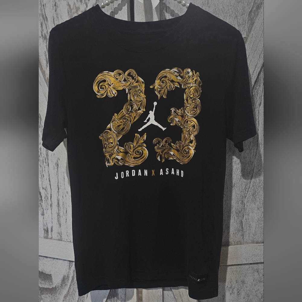 Jordan Black Tee with Gold Ornate 23 Graphic-Special Edition Kids Large